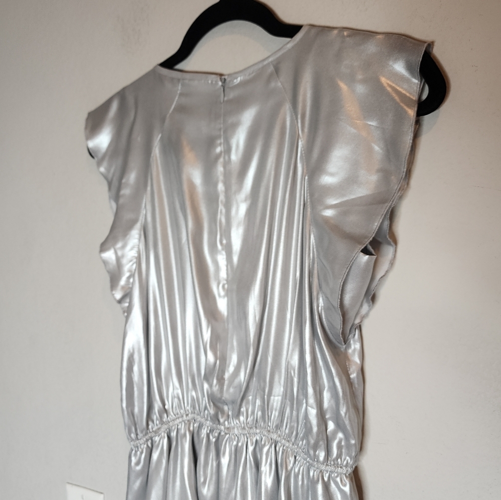 NWT Zadig & Voltaire Girls' Size 14 Freja Silver Metallic Dress Stretch Waist - Picture 6 of 16